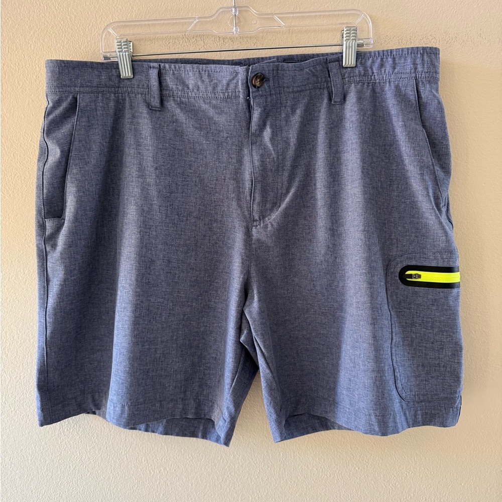 Loco Kaile Men’s Blue Cargo Fishing Shorts with Neon Accents 7.5” inseam